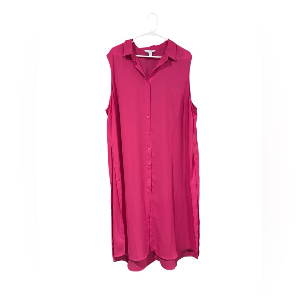Boutique Sleeveless Pink‎ Button-Up Dress